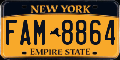 NY license plate FAM8864
