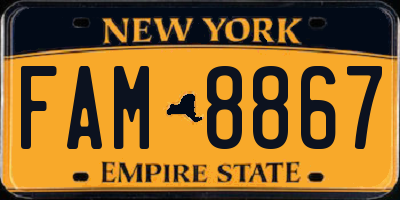 NY license plate FAM8867