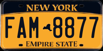 NY license plate FAM8877