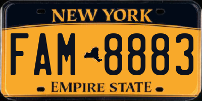 NY license plate FAM8883