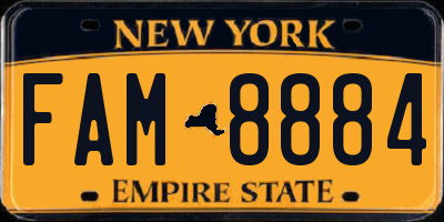 NY license plate FAM8884