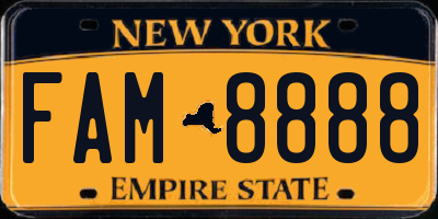NY license plate FAM8888