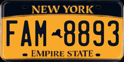 NY license plate FAM8893