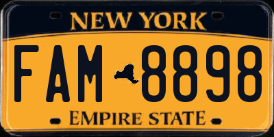 NY license plate FAM8898