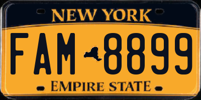 NY license plate FAM8899