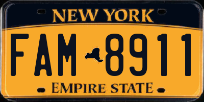 NY license plate FAM8911