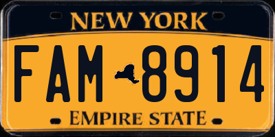 NY license plate FAM8914