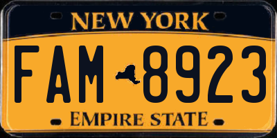 NY license plate FAM8923