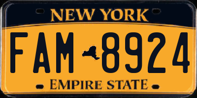 NY license plate FAM8924