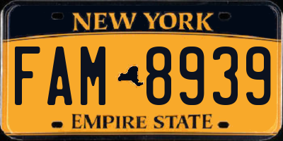 NY license plate FAM8939