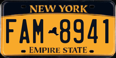 NY license plate FAM8941