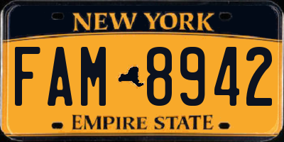 NY license plate FAM8942