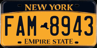NY license plate FAM8943