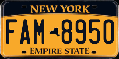 NY license plate FAM8950