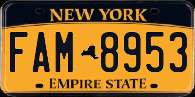NY license plate FAM8953