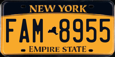 NY license plate FAM8955