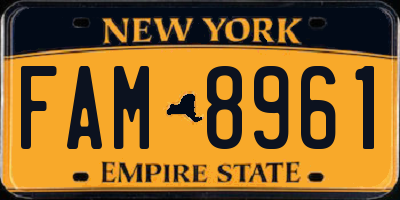 NY license plate FAM8961