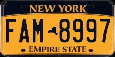 NY license plate FAM8997