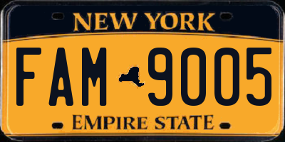 NY license plate FAM9005