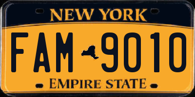 NY license plate FAM9010