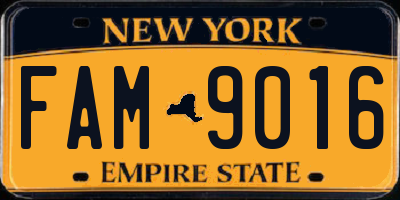 NY license plate FAM9016