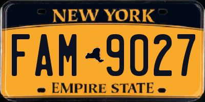 NY license plate FAM9027