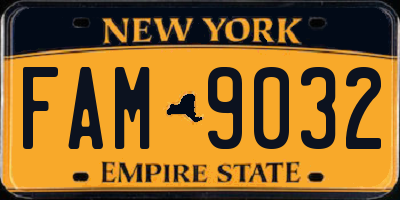 NY license plate FAM9032