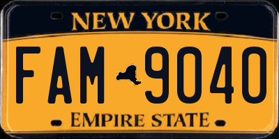 NY license plate FAM9040