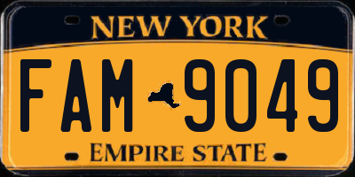 NY license plate FAM9049