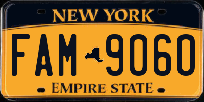 NY license plate FAM9060