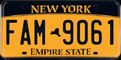 NY license plate FAM9061