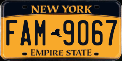 NY license plate FAM9067