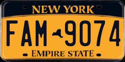 NY license plate FAM9074