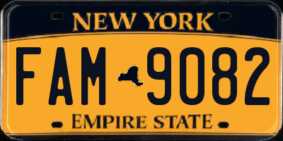 NY license plate FAM9082