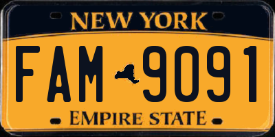 NY license plate FAM9091