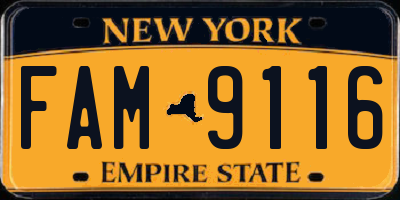 NY license plate FAM9116