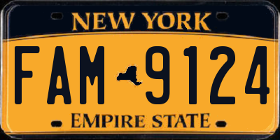 NY license plate FAM9124