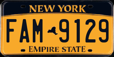 NY license plate FAM9129
