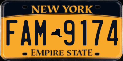 NY license plate FAM9174