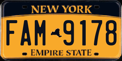 NY license plate FAM9178