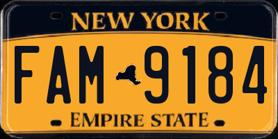 NY license plate FAM9184