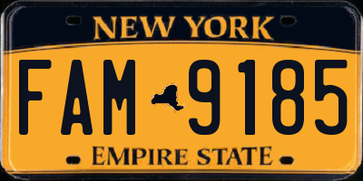 NY license plate FAM9185