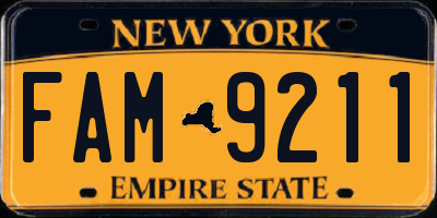 NY license plate FAM9211