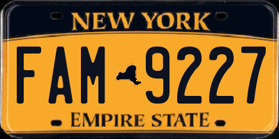 NY license plate FAM9227