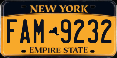 NY license plate FAM9232