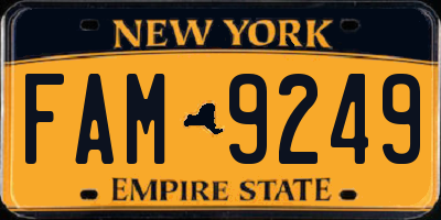 NY license plate FAM9249