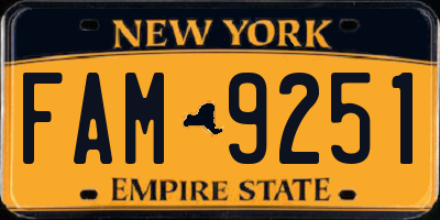 NY license plate FAM9251