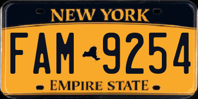 NY license plate FAM9254