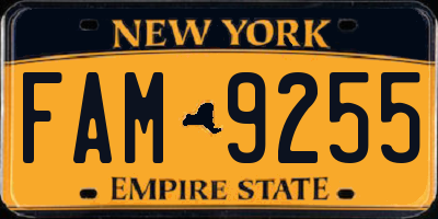 NY license plate FAM9255