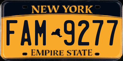 NY license plate FAM9277